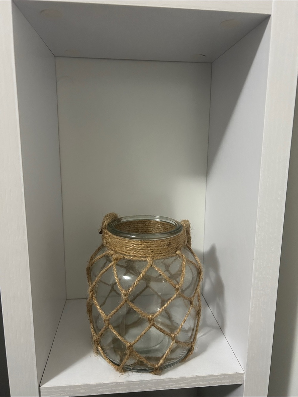 Natural Jute Wrapped Glass Lantern Vase